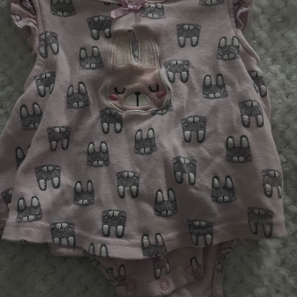 Pink Baby Onesie with Bunny Print